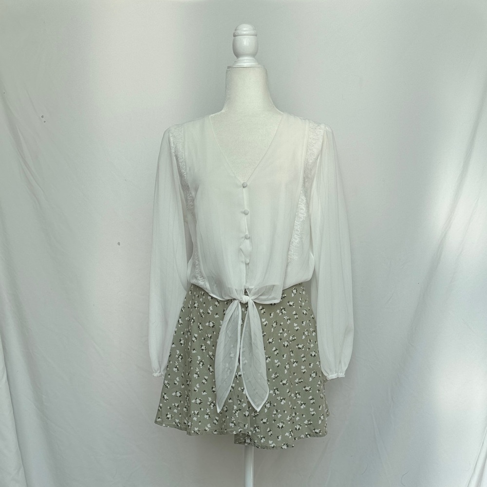 Wayf White Sheer Blouse